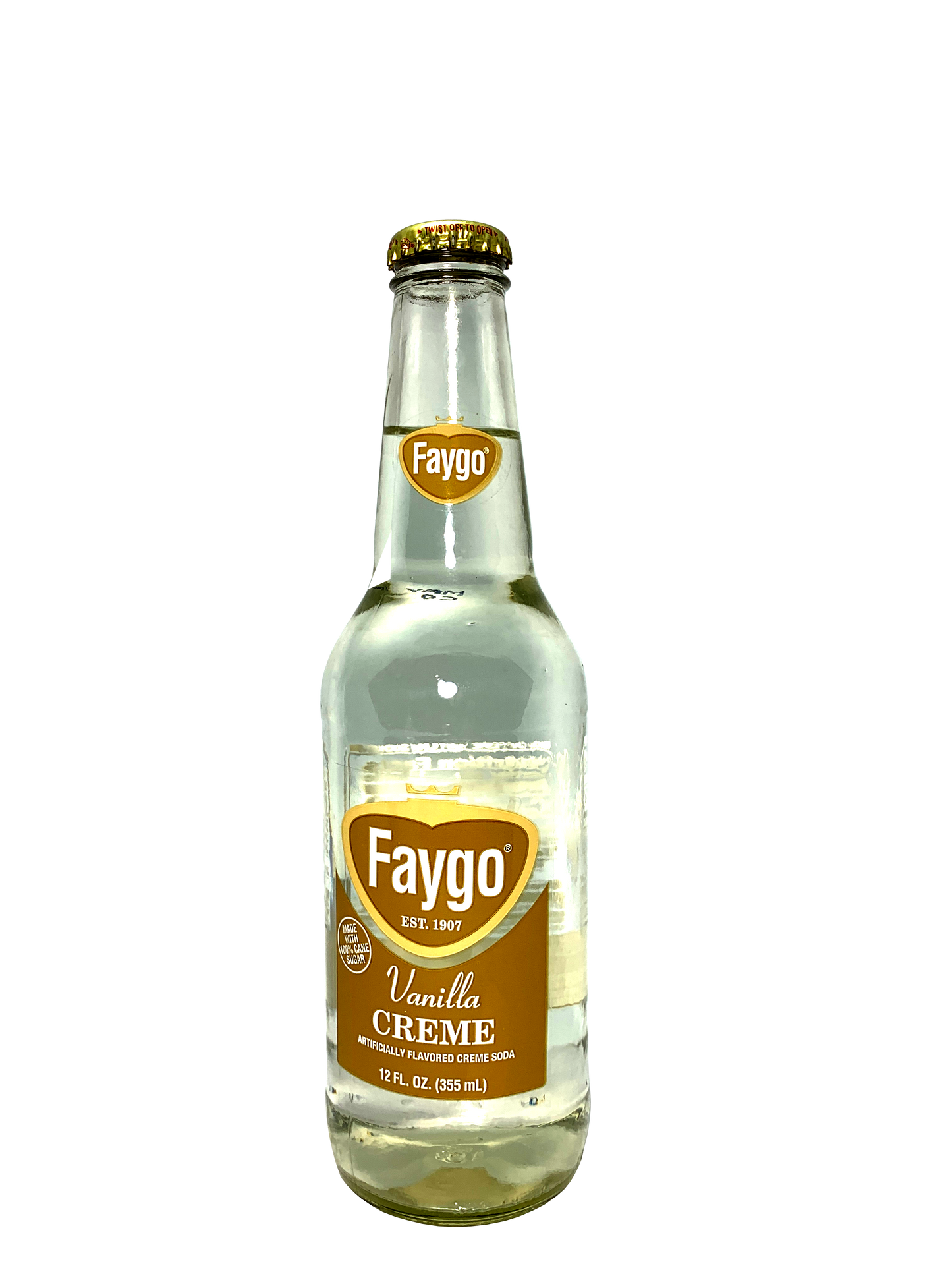 FAYGO CREME SODA 4/6/12oz LONGNECKS WITH CANE SUGAR FROM DETROIT "So Retro, So Creamy!"