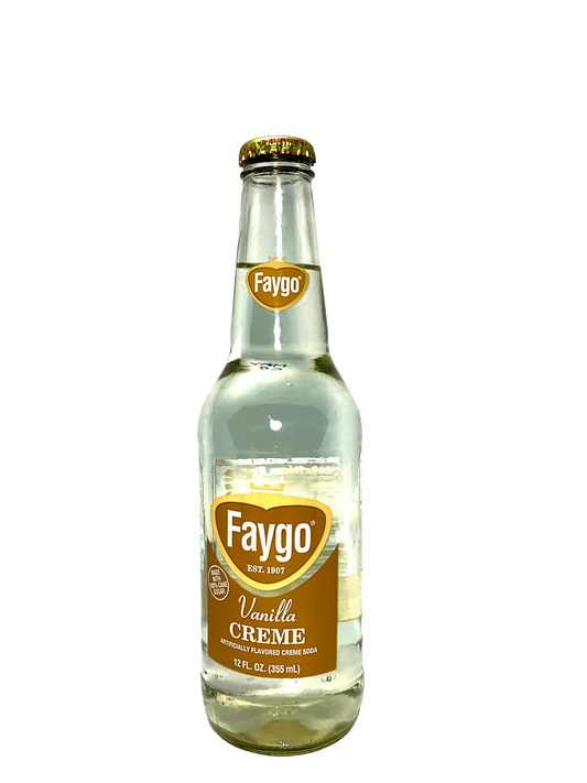 FAYGO CREME SODA 4/6/12oz LONGNECKS WITH CANE SUGAR FROM DETROIT "So Retro, So Creamy!"