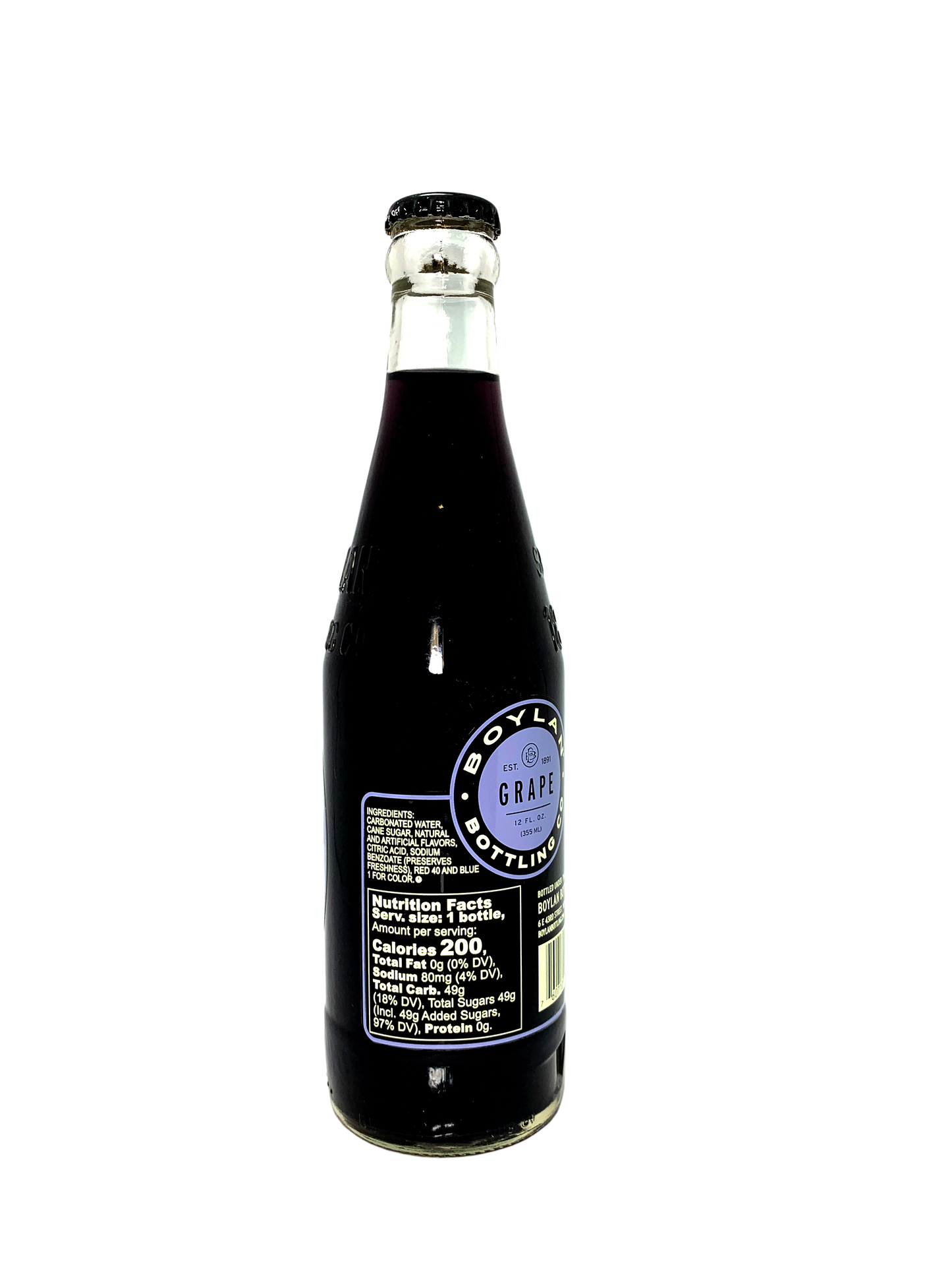 BOYLAN GRAPE SODA 24x12oz Old Fashioned Cane Sugar Grape Soda