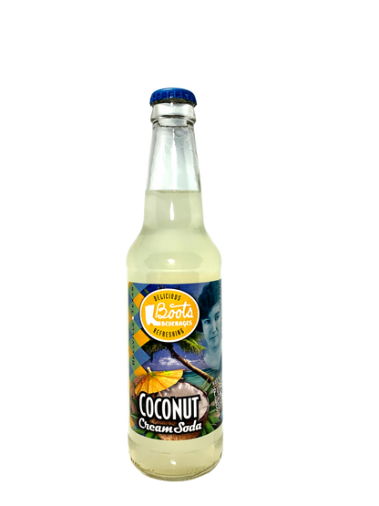 BOOTS COCONUT CREAM SODA 6x4x12oz "A Creamy Tropical Refreshing Sensation from Texas!"