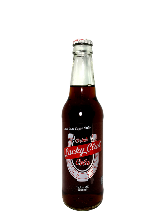 LUCKY CLUB COLA 24x12oz WITH CANE SUGAR "You're Lucky If You're In This Club!"