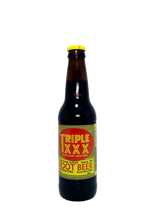 TRIPLE XXX ROOT BEER OF SAN ANTONIO TEXXXAS 24x12oz LONGNECKS "Cerveza de Raiz, Señor Tex"