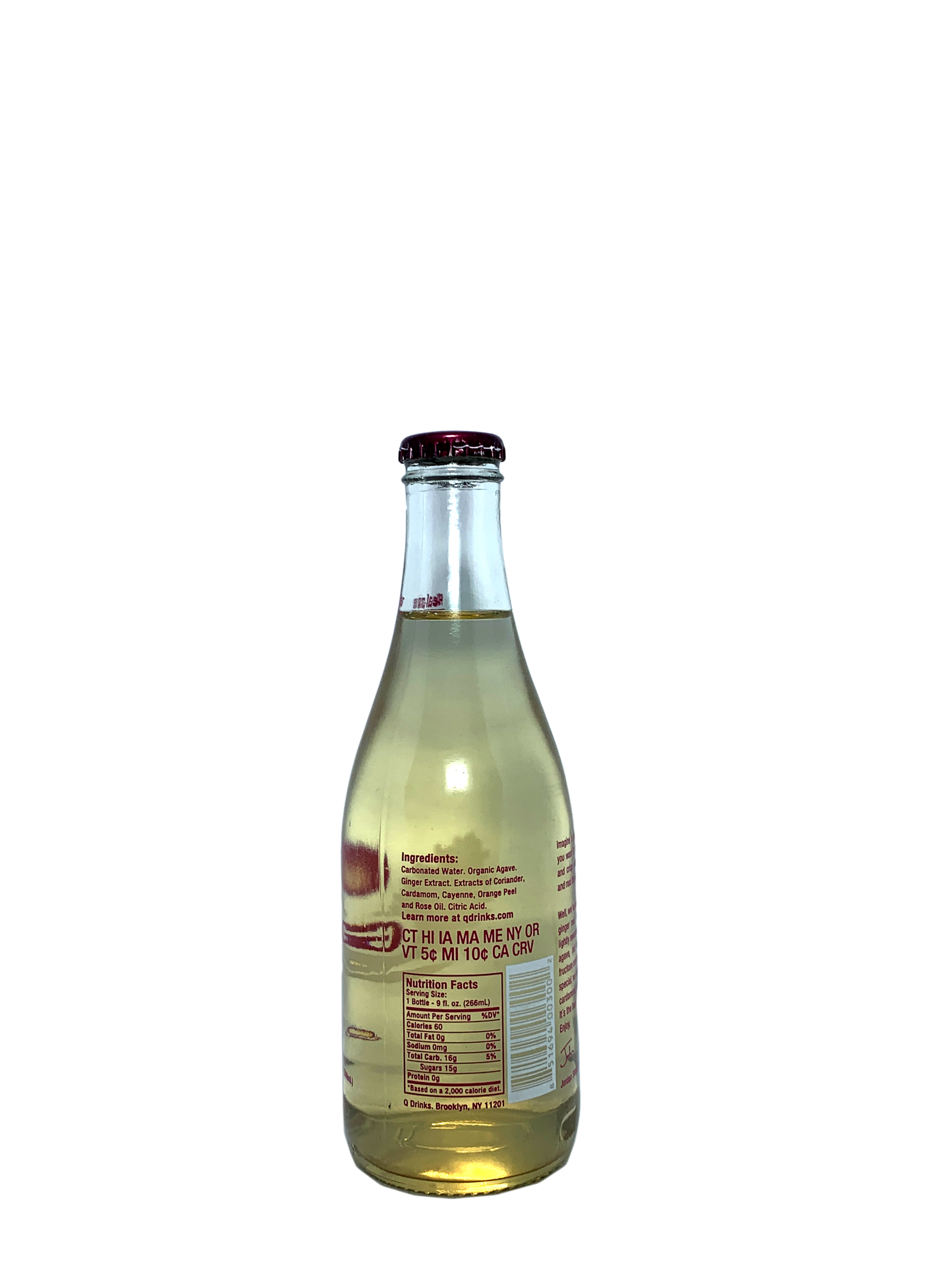 Q GINGER ALE 24x8oz LOOSE Sweetened With Agave Nectar