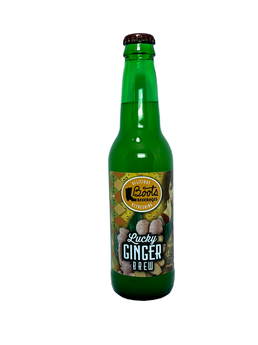 BOOTS GINGER BREW "Lucky Ginger Brew" 6x4x12oz "From Texas Where Ginger's Spicy As Chili!"