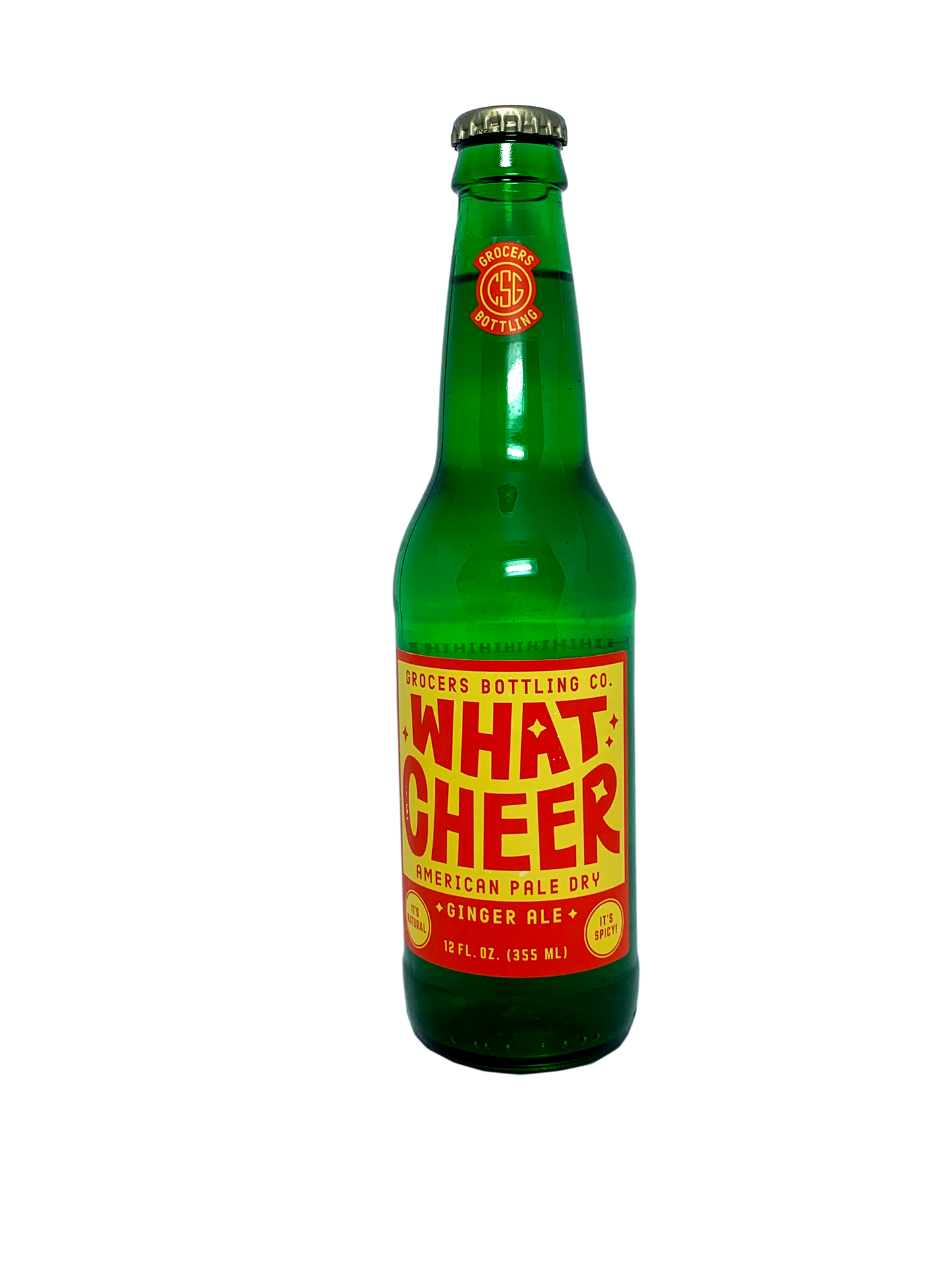 GROCERS WHAT CHEER American Pale Dry Ginger Ale 24x12oz It's Natural!  It's Spicy & Gingy!