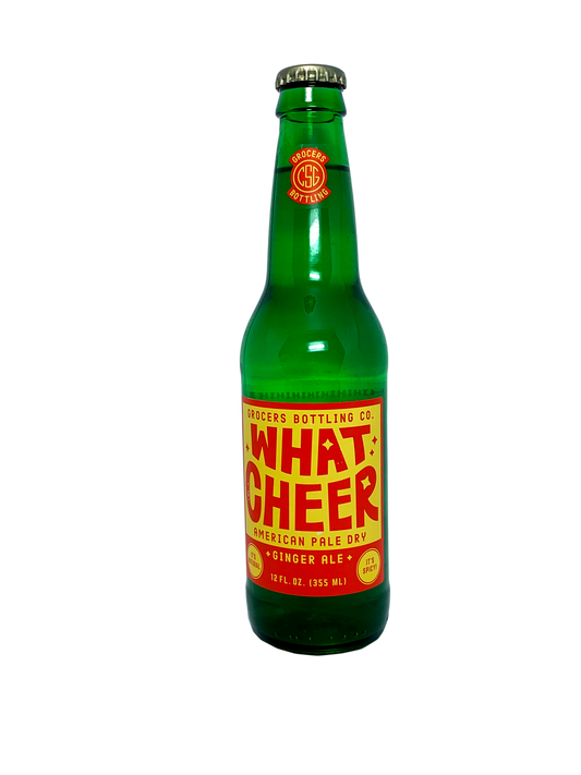 GROCERS WHAT CHEER American Pale Dry Ginger Ale 24x12oz It's Natural!  It's Spicy & Gingy!