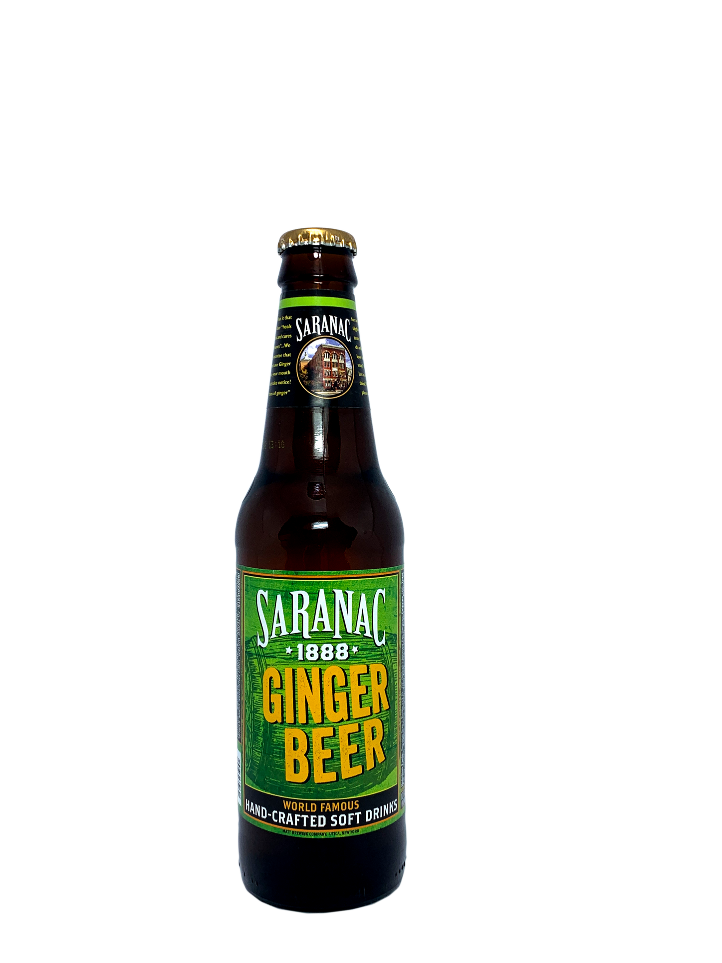 SARANAC GINGER BEER FROM UPSTATE NEW YORK 4x6x12oz "Spicier than Clinton's Ditch!"