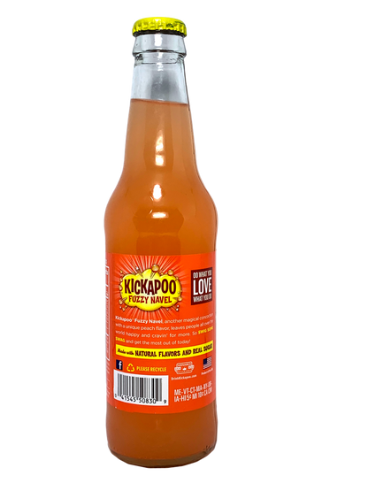 KICKAPOO FUZZY NAVEL Peach LONGNECKS "The Peachy Fuzzy Fizzy Dogpatch Recipe!" 24x12oz