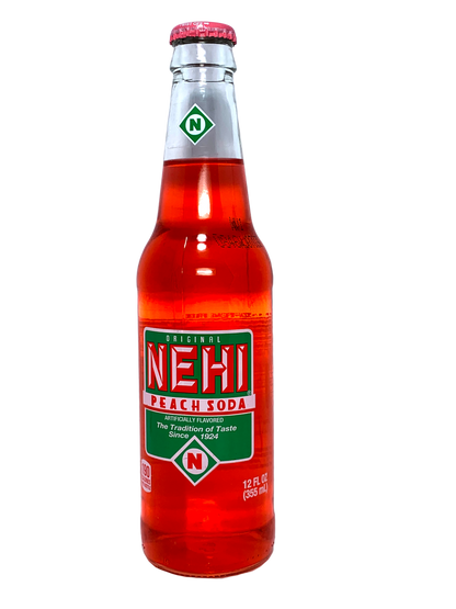 NEHI PEACH LONGNECKS "Like Juicy Fruit With Fizz" 24x12oz