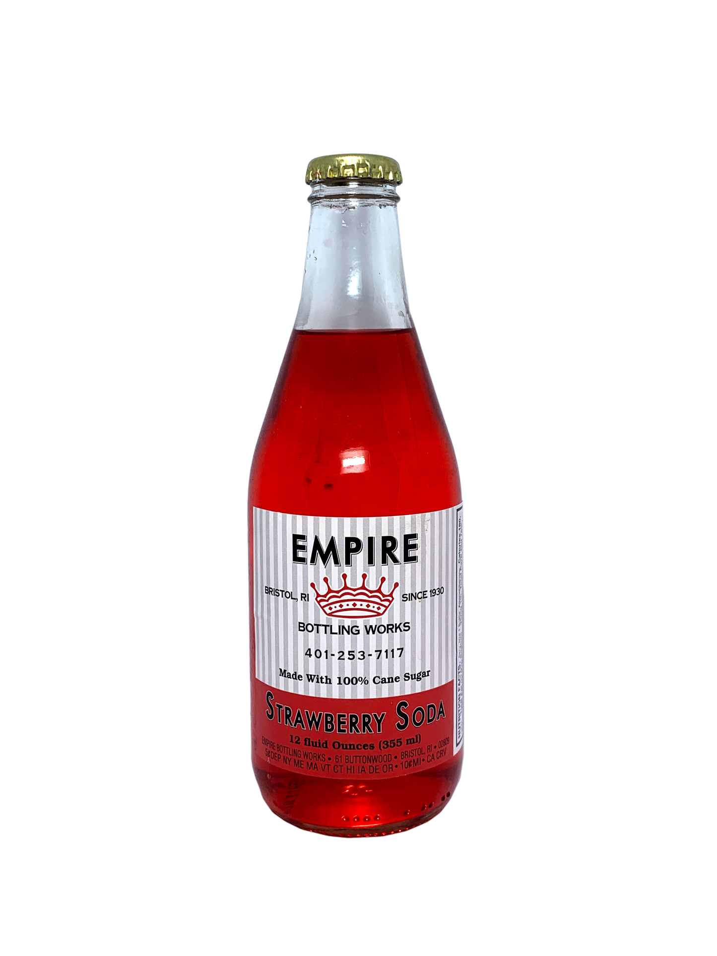 EMPIRE BOTTLING WORKS STRAWBERRY SODA sweetened with cane sugar from Rhode Island 24/12oz