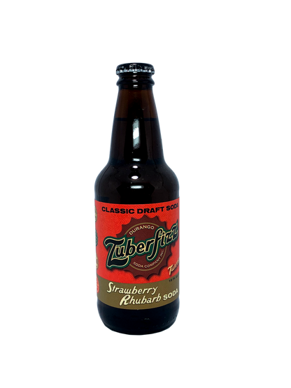 ZUBERFIZZ STRAWBERRY RHUBARB SODA FROM DURANGO 24x12oz "Mountain Fruit Combination!"