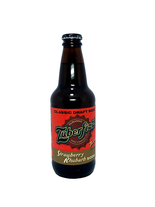 ZUBERFIZZ STRAWBERRY RHUBARB SODA FROM DURANGO 24x12oz "Mountain Fruit Combination!"