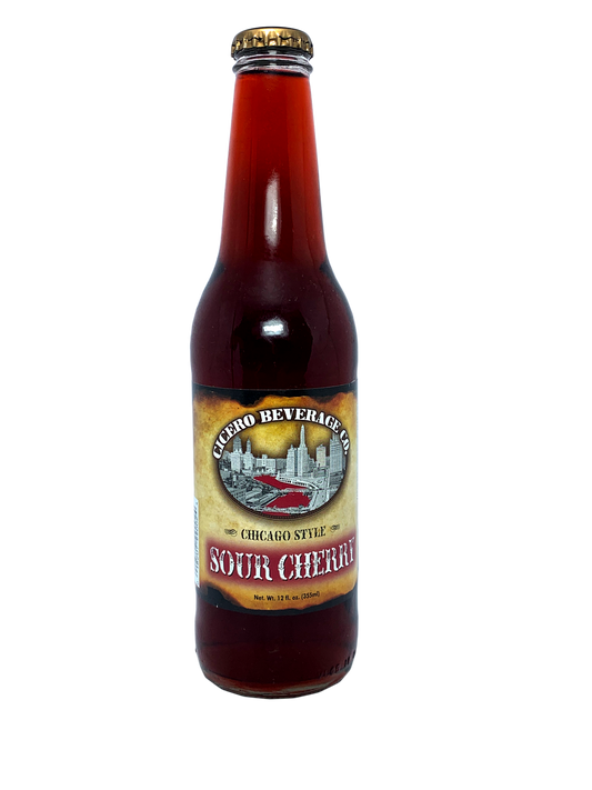 CICERO SOUR CHERRY SODA FROM ILLINOIS 24x12oz "How Sour It Is"