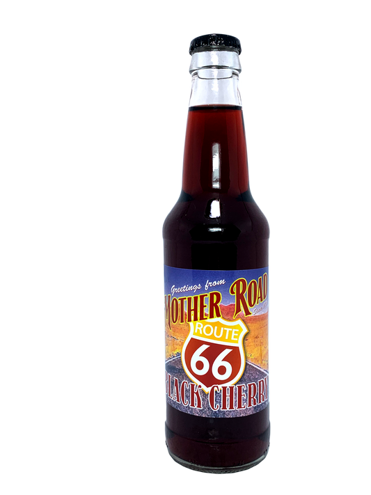 MOTHER ROAD ROUTE 66 BLACK CHERRY SODA 24/12oz "Cherry Goodness From The Mother Road"