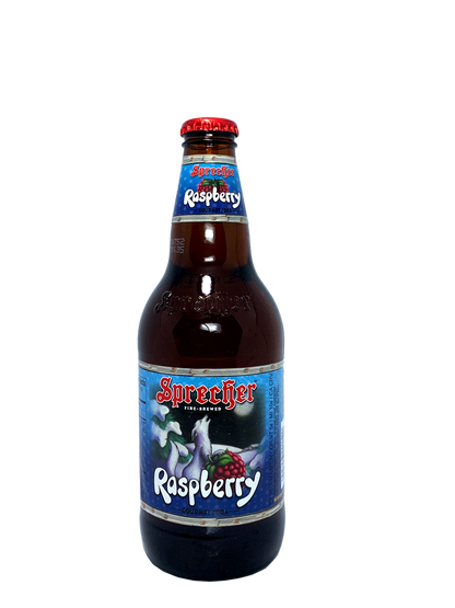 SPRECHER RED RASPBERRY SODA 6/4/16oz "Made from Red Red Raspberries Of Wisconsin!"