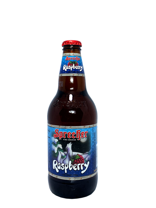 SPRECHER RED RASPBERRY SODA 6/4/16oz "Made from Red Red Raspberries Of Wisconsin!"