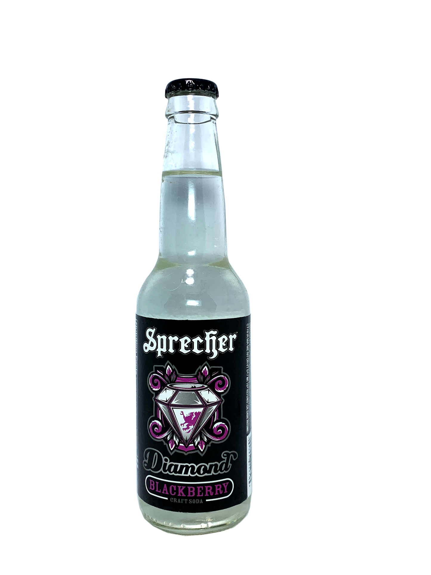 DIAMOND BLACKBERRY CLEAR CRAFT SODA FROM SPRECHER 6/4/12oz "With Raw Wisconsin Honey"