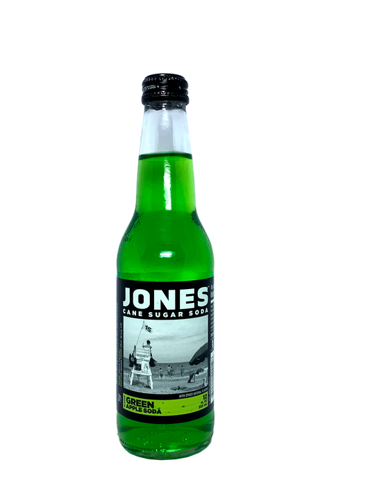 JONES GREEN APPLE SODA 6x4x12oz LONGNECKS "Jonesing While Going Green"