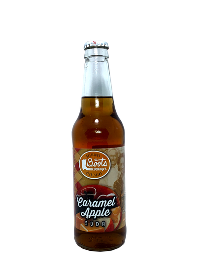 BOOTS CARAMEL APPLE SODA 6x4x12oz "Country Fair Karmell Apfelstrudel Flavor from Texas!"