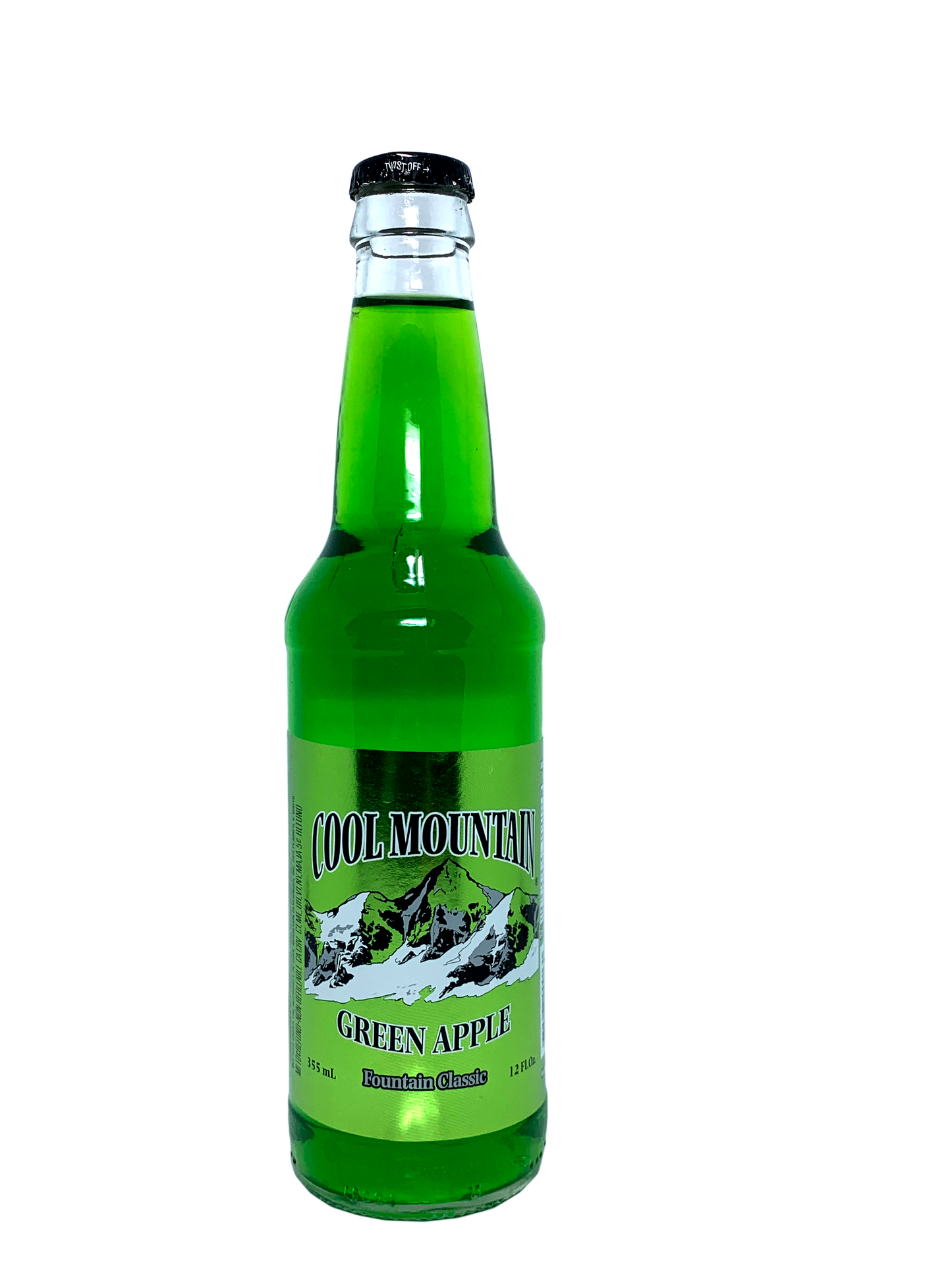 COOL MOUNTAIN GREEN APPLE SODA 24x12oz "Chief Long Neck chose Emerald Green"