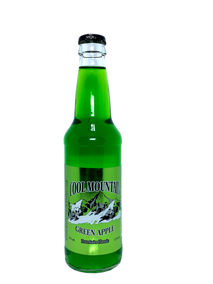 COOL MOUNTAIN GREEN APPLE SODA 24x12oz "Chief Long Neck chose Emerald Green"